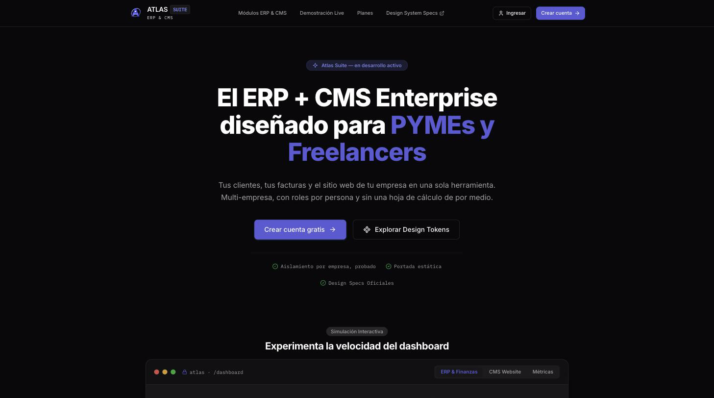 Interface screenshot of Atlas Suite (Multi-Tenant ERP & CMS)